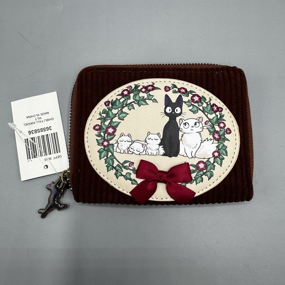 Studio Ghibli Kiki's Delivery Service Jiji Wreath Mini Zipper Wallet New